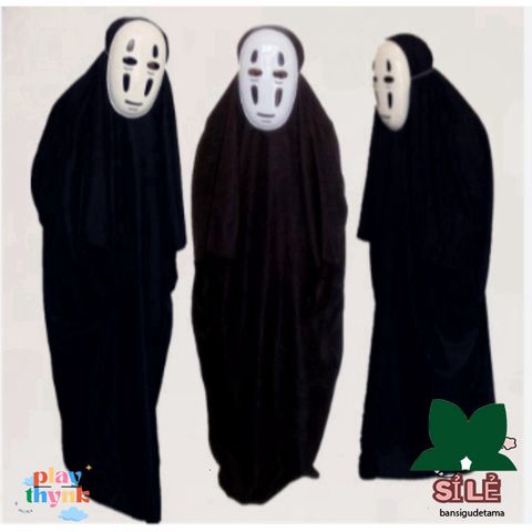 Bộ Cosplay Vô Diện Kaonashi Ghibli - Trang Phục Hóa Trang Halloween và Anime với Mặt Nạ và Găng Tay Đen Thời Thượng