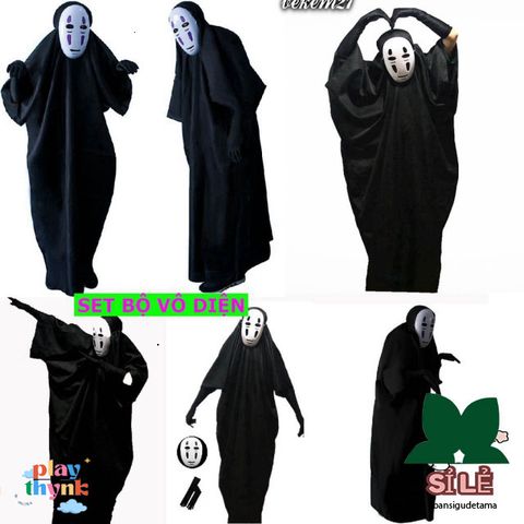 Trang phục Cosplay Vô Diện Kaonashi từ SPIRITED AWAY - Bộ đồ hóa trang cho trẻ em và người lớn kèm mặt nạ trắng