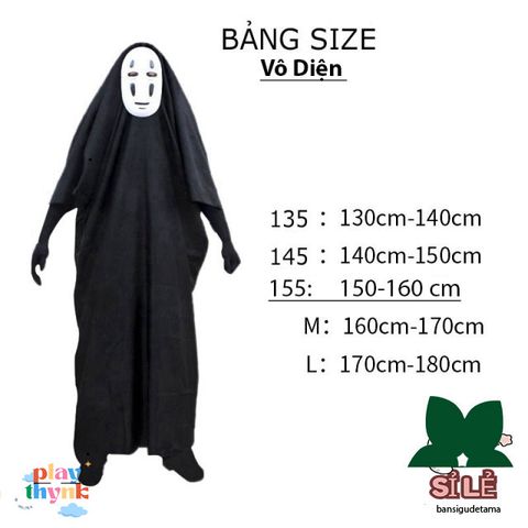 Trang phục Cosplay Vô Diện Kaonashi từ SPIRITED AWAY - Bộ đồ hóa trang cho trẻ em và người lớn kèm mặt nạ trắng