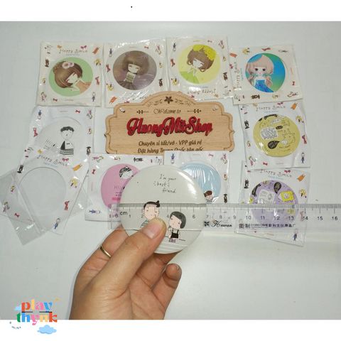 Bộ 100 Gương Mini Dễ Thương Gudetama - Kính Lúp Trang Điểm Đáng Yêu, Mix Mẫu Ngẫu Nhiên, Quà Tặng Thú Vị