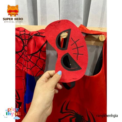 Bộ Đồ Siêu Anh Hùng Nhện Cho Bé - Áo Choàng, Mũ Chùm Đầu, Thời Trang Hóa Trang Sinh Nhật, Halloween, Phù Hợp 12-33kg