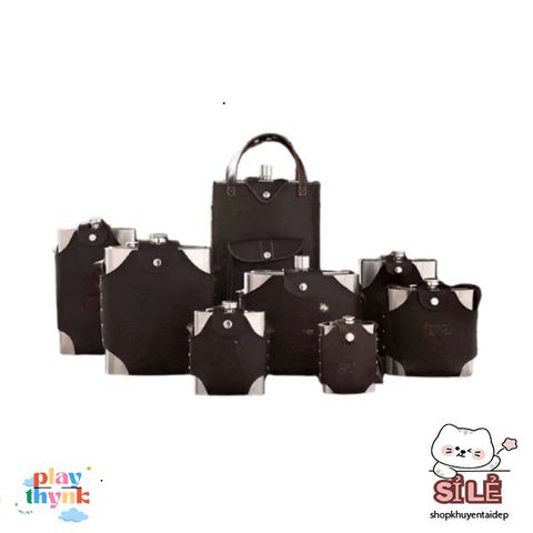 Bình Tông Inox CCCP Đựng Rượu Chất Lượng Cao Kèm Túi Da, Nhiều Kích Thước 0.25L-5L, Lý Tưởng Cho Du Lịch, Quà Tặng Nam Giới