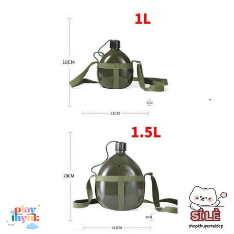 Bình Nhôm Kiểu Cổ 1L - Bi Đông Du Lịch Nước An Toàn, Dã Ngoại, Leo Núi, Chất Liệu Không Han Gỉ