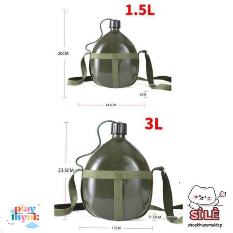 Bình Nhôm Kiểu Cổ 1L - Bi Đông Du Lịch Nước An Toàn, Dã Ngoại, Leo Núi, Chất Liệu Không Han Gỉ