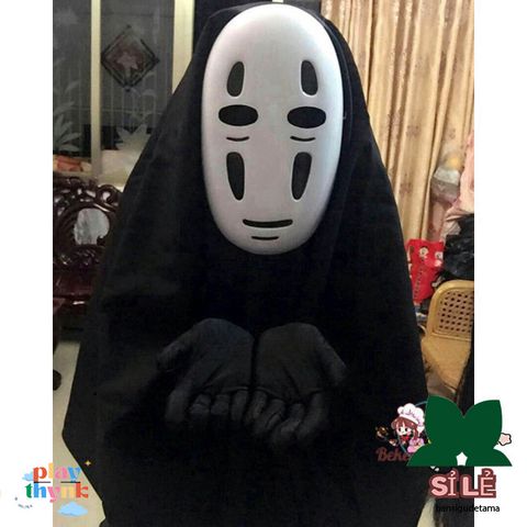 Bộ Trang Phục Cosplay Ma Vô Diện Đen Cho Người Lớn & Trẻ Em - Áo Choàng, Mặt Nạ, Găng Tay - Đồ Hóa Trang Halloween Huyền Bí