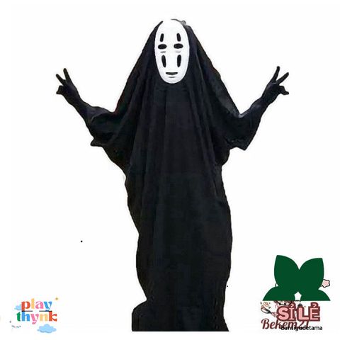 Bộ Trang Phục Cosplay Ma Vô Diện Đen Cho Người Lớn & Trẻ Em - Áo Choàng, Mặt Nạ, Găng Tay - Đồ Hóa Trang Halloween Huyền Bí