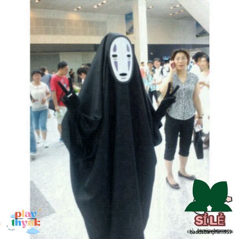 Bộ trang phục cosplay Vô Diện Kaonashi cho cả gia đình - Chất liệu cotton thoải mái, lý tưởng cho Halloween và tiệc hóa trang