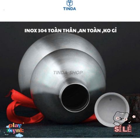 Bình Inox Hồ Lô 1.65L Chống Gỉ Có Dây Đeo Da - Dụng Cụ Dã Ngoại Tiện Lợi Cho Cắm Trại, Picnic, Du Lịch
