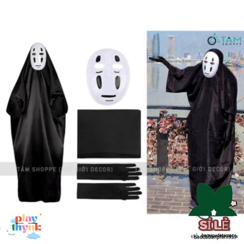 Bộ Trang Phục Halloween Vô Diện Cosplay - Áo, Mặt Nạ & Găng Tay Đen Cho Mọi Lứa Tuổi - Lựa Chọn Hoàn Hảo Dịp Hóa Trang