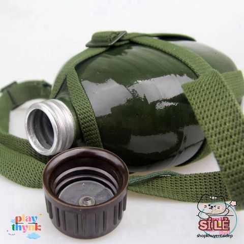 Bình Tông Nhôm Xanh Dáng Người Lính Cổ Điển - Bình Đựng Nước, Rượu Cho Phượt và Dã Ngoại 1-3 Lít