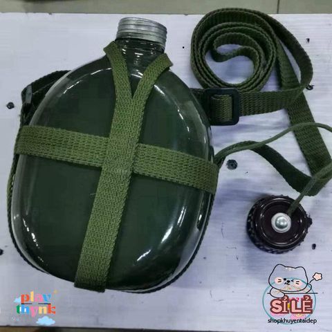 Bình Tông Nhôm Xanh Dáng Người Lính Cổ Điển - Bình Đựng Nước, Rượu Cho Phượt và Dã Ngoại 1-3 Lít