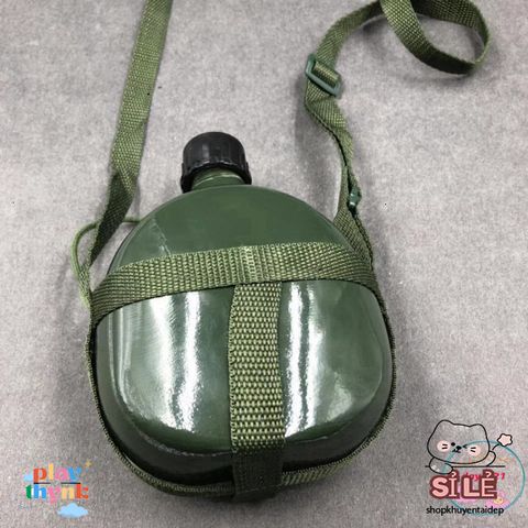 Bình Tông Nhôm Xanh Dáng Người Lính Cổ Điển - Bình Đựng Nước, Rượu Cho Phượt và Dã Ngoại 1-3 Lít