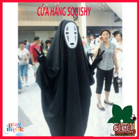 Bộ Cosplay Vô Diện Phong Cách Spirited Away - Gồm Mặt Nạ, Áo Body & Găng Tay, Size S-XL, Trang Phục Hóa Trang Halloween