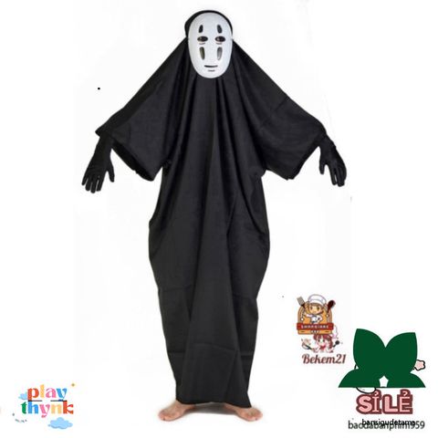 Bộ Cosplay Vô Diện Phong Cách Spirited Away - Gồm Mặt Nạ, Áo Body & Găng Tay, Size S-XL, Trang Phục Hóa Trang Halloween