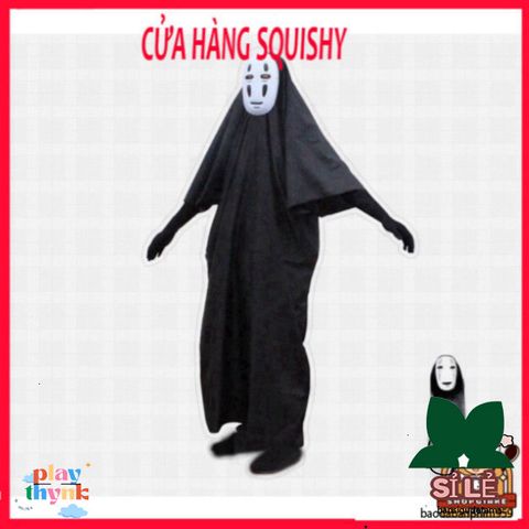 Bộ Cosplay Vô Diện Phong Cách Spirited Away - Gồm Mặt Nạ, Áo Body & Găng Tay, Size S-XL, Trang Phục Hóa Trang Halloween