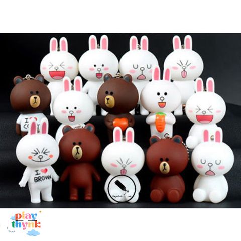 Móc Khóa Gấu Brown và Thỏ Cony Dễ Thương - Phụ Kiện Thời Trang Kute Từ Gudetama - Móc Khóa Để Bàn, Túi Xách, Chìa Khóa