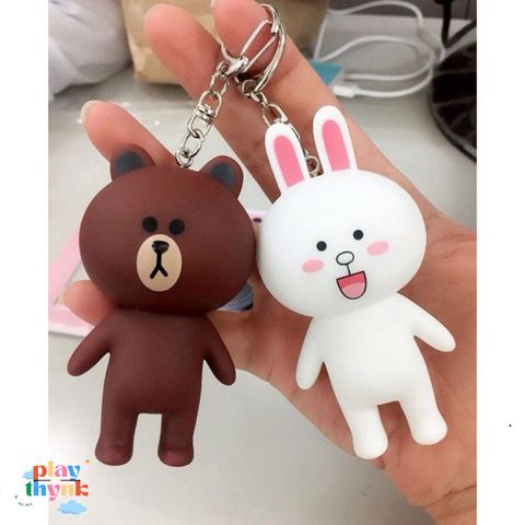 Móc Khóa Gấu Brown và Thỏ Cony Dễ Thương - Phụ Kiện Thời Trang Kute Từ Gudetama - Móc Khóa Để Bàn, Túi Xách, Chìa Khóa