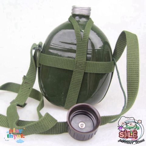 Bình bi đông 3L cổ điển phong cách lính, đựng nước và rượu, nhôm chống gỉ, tiện dụng cho du lịch và dã ngoại