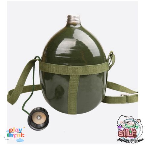 Bình bi đông 3L cổ điển phong cách lính, đựng nước và rượu, nhôm chống gỉ, tiện dụng cho du lịch và dã ngoại