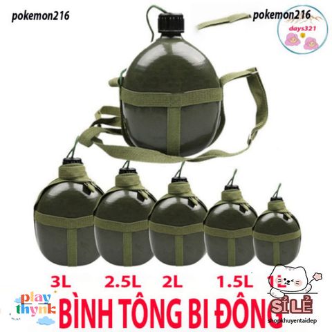 Bình đựng nước 3 Lít kiểu lính cổ điển - Bình tông nhôm chống gỉ, đồ dùng dã ngoại hoàn hảo cho chuyến đi phượt