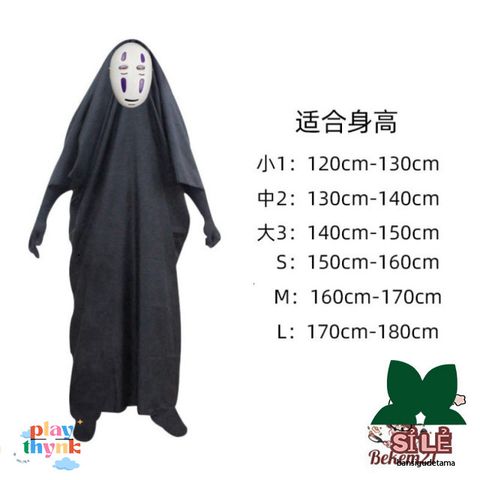 Set Cosplay Vô Diện Kaonashi - Bộ Quần Áo, Găng Tay & Mặt Nạ Hóa Trang Spirited Away cho Trẻ Em và Người Lớn