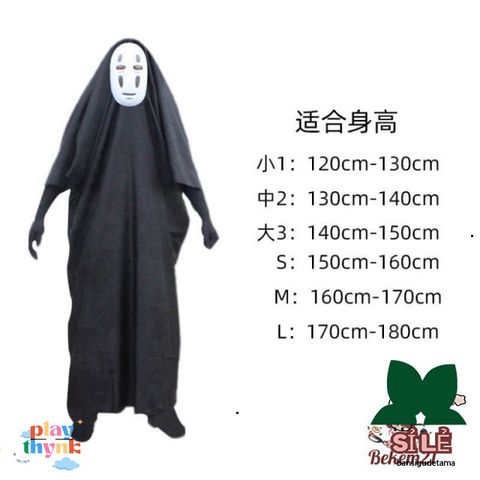 Set Cosplay Vô Diện Kaonashi - Bộ Quần Áo, Găng Tay & Mặt Nạ Hóa Trang Spirited Away cho Trẻ Em và Người Lớn