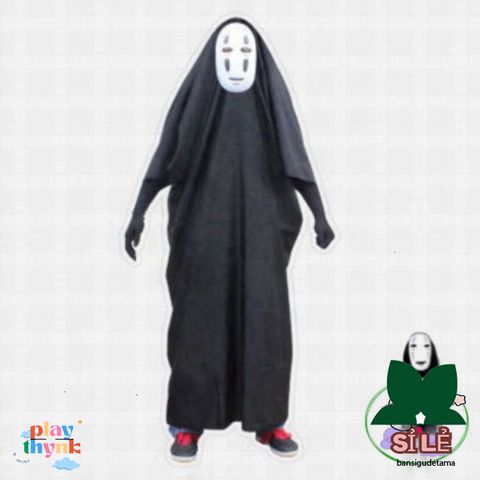 Bộ Trang Phục Kaonashi Cosplay Spirited Away - Áo Choàng Đen và Mặt Nạ Vô Diện Dành Cho Trẻ Em và Người Lớn