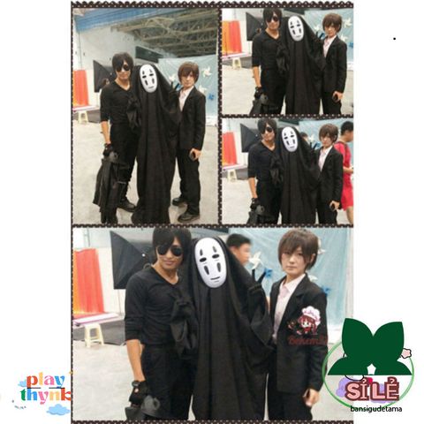Bộ Trang Phục Kaonashi Cosplay Spirited Away - Áo Choàng Đen và Mặt Nạ Vô Diện Dành Cho Trẻ Em và Người Lớn