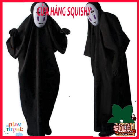 Bộ Trang Phục Cosplay Vô Diện Kaonashi Spirited Away - Áo Choàng Đen và Mặt Nạ Cho Trẻ Em và Người Lớn