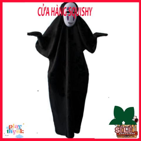 Bộ Trang Phục Cosplay Vô Diện Kaonashi Spirited Away - Áo Choàng Đen và Mặt Nạ Cho Trẻ Em và Người Lớn
