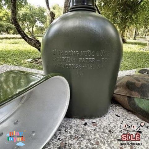 Bộ bình tông 3 món 1L - Bình bi đông quân đội, ca nhôm, túi dù tiện lợi cho mọi chuyến đi, bảo hành 12 tháng