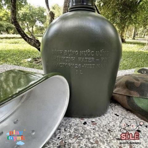 Bộ bình tông 3 món 1L - Bình bi đông quân đội, ca nhôm, túi dù tiện lợi cho mọi chuyến đi, bảo hành 12 tháng