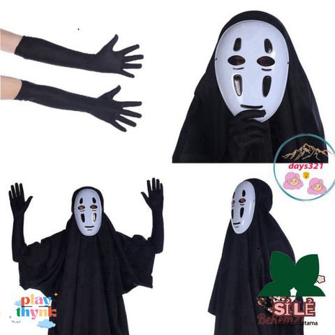 Bộ Trang Phục Vô Diện Cosplay Halloween - Áo Choàng, Mặt Nạ & Găng Tay - Set Hóa Trang Độc Đáo cho Fan Đam Mê Vô Diện