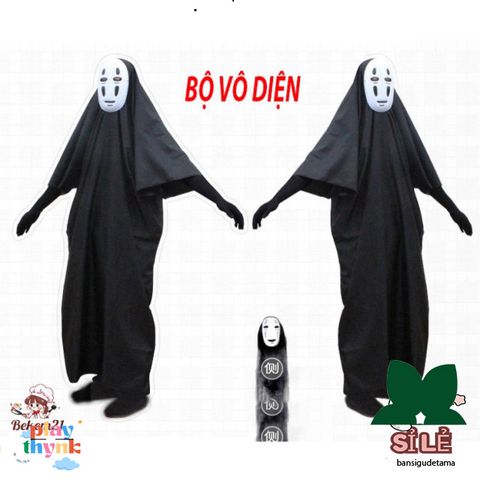 Bộ Trang Phục Vô Diện Cosplay Halloween - Áo Choàng, Mặt Nạ & Găng Tay - Set Hóa Trang Độc Đáo cho Fan Đam Mê Vô Diện