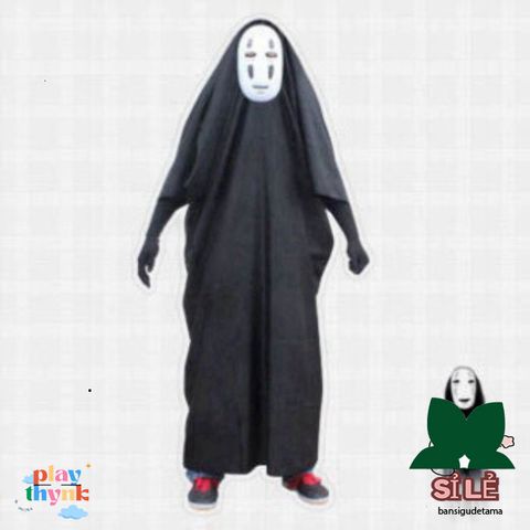 Bộ Trang Phục Vô Diện Cosplay Halloween - Áo Choàng, Mặt Nạ & Găng Tay - Set Hóa Trang Độc Đáo cho Fan Đam Mê Vô Diện