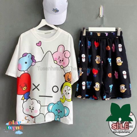 Bộ Đồ Mặc Nhà Unisex VÔ DIỆN-VỊT VÀNG - Set Áo 3D Cute và Quần Short Freesize Cho Nam Nữ, Thoải Mái và Năng Động