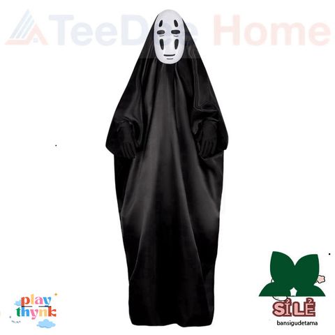 Bộ Trang Phục Halloween Vô Diện Cho Trẻ Em - Đồ Hóa Trang Cosplay An Toàn, Chất Liệu Nhẹ Mát, Gồm Áo Choàng, Mặt Nạ, Găng Tay