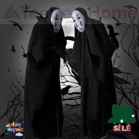 Bộ Trang Phục Halloween Vô Diện Cho Trẻ Em - Đồ Hóa Trang Cosplay An Toàn, Chất Liệu Nhẹ Mát, Gồm Áo Choàng, Mặt Nạ, Găng Tay