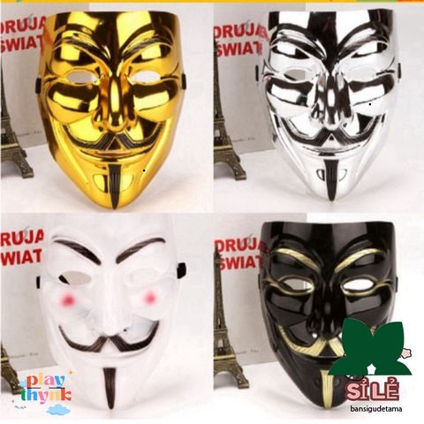 Mặt Nạ Hacker Anonymous Độc Đáo (Vàng, Bạc, Đen, Trắng) - Phụ Kiện Cosplay Thời Trang Độc Lạ cho Fan công nghệ