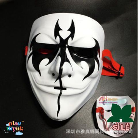Mặt Nạ Hacker Anonymous - Phụ Kiện Cosplay Halloween Độc Đáo - Chất Liệu Nhựa, Họa Tiết Đen Trắng, Kích Thước 19.5 x 18cm