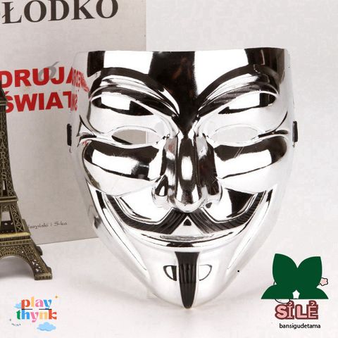 Mặt Nạ Hacker Ánh Kim Chú Hề - Phong Cách Dạ Hội Vàng Bạc Trắng Cho Người Lớn Và Trẻ Em