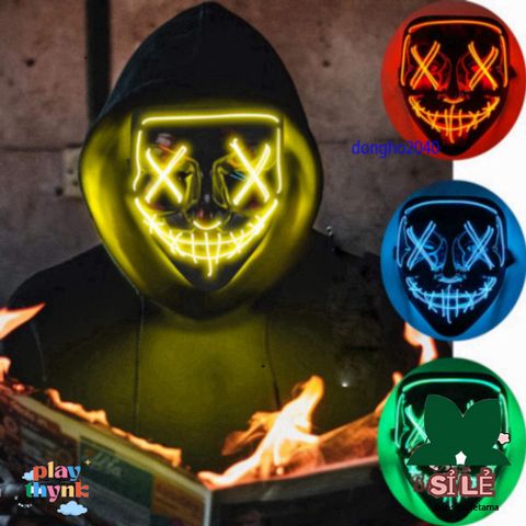 Mặt Nạ Phát Sáng Halloween - Mẫu Hacker LED Vendetta Độc Đáo Cho Dự Tiệc và Fan Hâm Mộ Thể Hiện Cá Tính