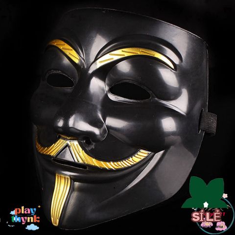Mặt Nạ Đen Hacker Vendetta - Phụ Kiện Cosplay Cá Tính Đeo Mặt Hoặc Trang Trí - Đồ Chơi Halloween Thú Vị