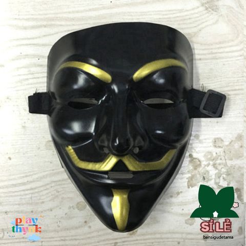 Mặt Nạ Đen Hacker Vendetta - Phụ Kiện Cosplay Cá Tính Đeo Mặt Hoặc Trang Trí - Đồ Chơi Halloween Thú Vị