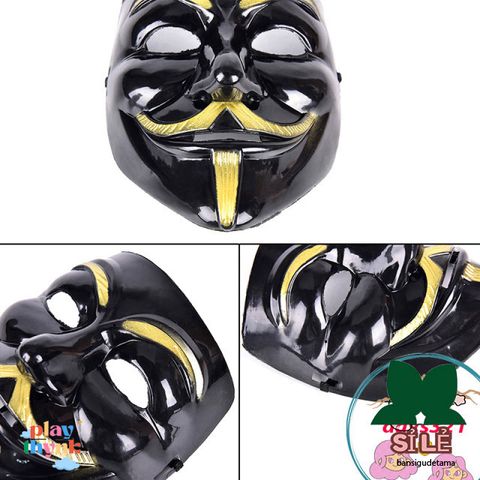 Mặt Nạ Đen Hacker Vendetta - Phụ Kiện Cosplay Cá Tính Đeo Mặt Hoặc Trang Trí - Đồ Chơi Halloween Thú Vị