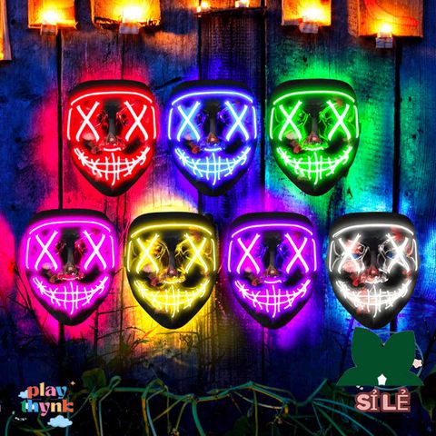 Mặt Nạ LED 7 Màu Halloween Phát Sáng - Phụ Kiện Hóa Trang Bí Ẩn Cho TikTok, Quà Tặng Độc Đáo Cho Tiệc Tùng