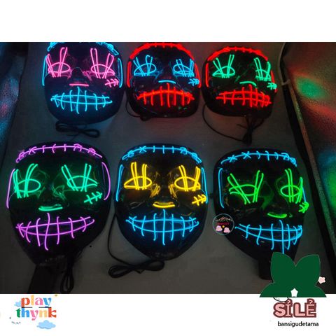 Mặt Nạ LED 7 Màu Halloween Phát Sáng - Phụ Kiện Hóa Trang Bí Ẩn Cho TikTok, Quà Tặng Độc Đáo Cho Tiệc Tùng