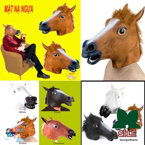 Mặt Nạ Ngựa Halloween - Ngựa Vằn, Ngựa Nâu, Ngựa Trắng - Đạo Cụ Quay Video TikTok và Hóa Trang Lễ Hội