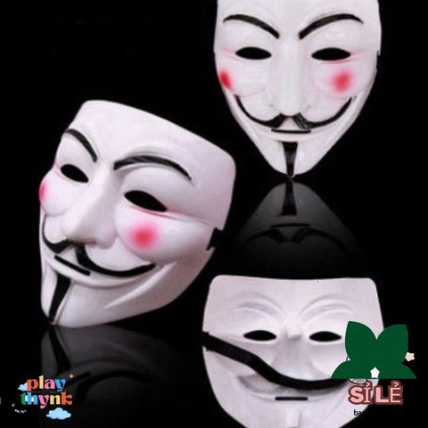 Mặt Nạ Hacker Anonymous 2021 - Mặt Nạ Hóa Trắng Cosplay Halloween Độc Đáo, Quà Tặng Fan Phim Vendetta