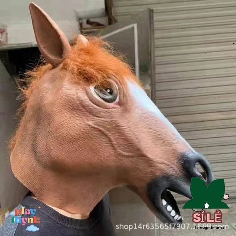 Mặt Nạ Ngựa Silicon Cosplay Vui Nhộn - Đồ Chơi Hóa Trang Halloween Độc Đáo cho Các Dịp Tiệc
